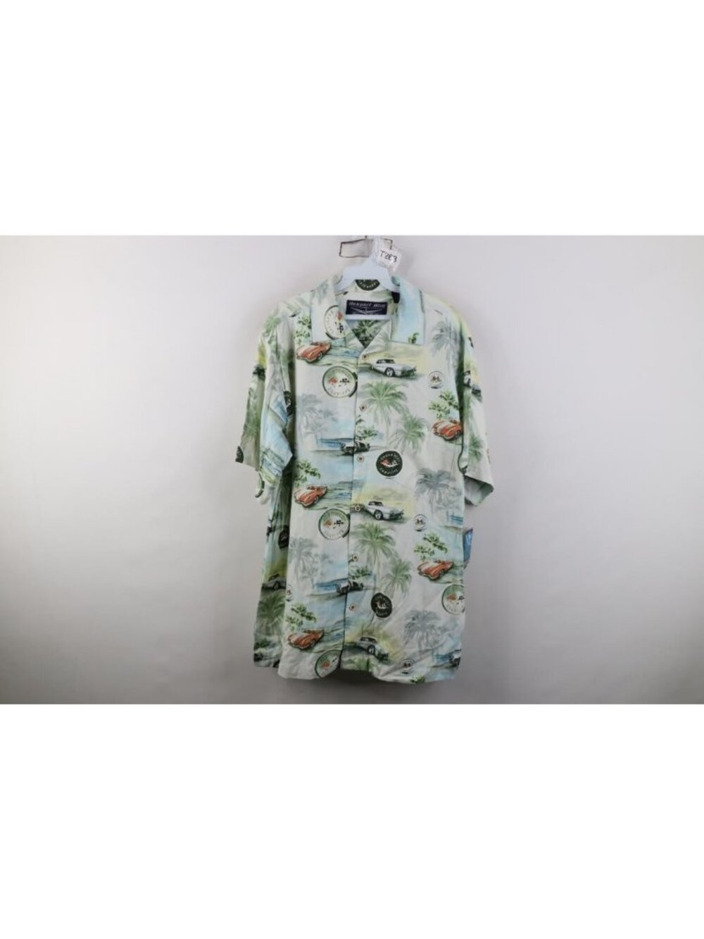 Deadstock Vtg Mens L Rayon Gabardine Chevrolet Corvette Hawaiian Button Shirt